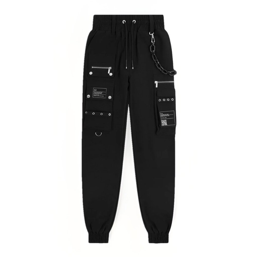 Manière De Voir Cargo Punk Grudge Pocket Graphic Jogger Pants Chain Black US 0